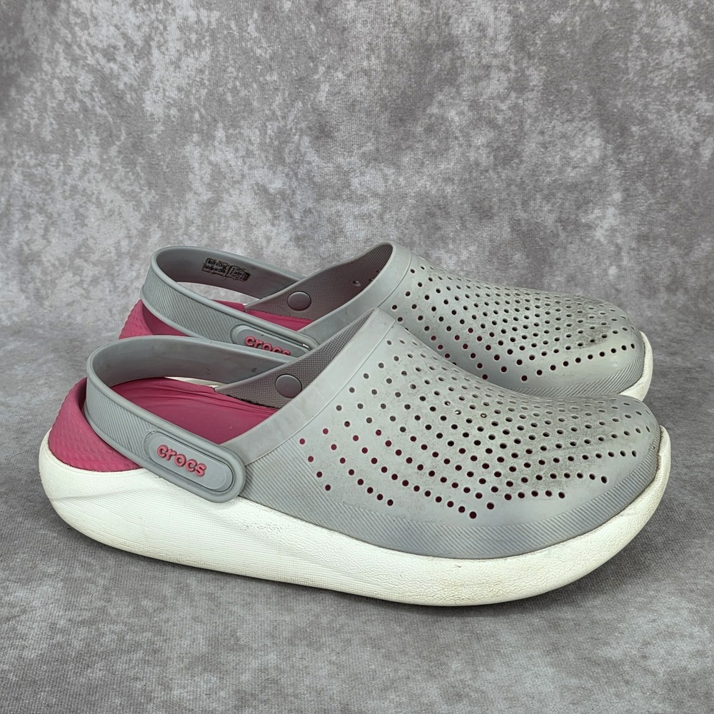 Crocs 360 LiteRide Sandals Beach Clog Women 6 Slip On Comfort Shoes Gray Pink
